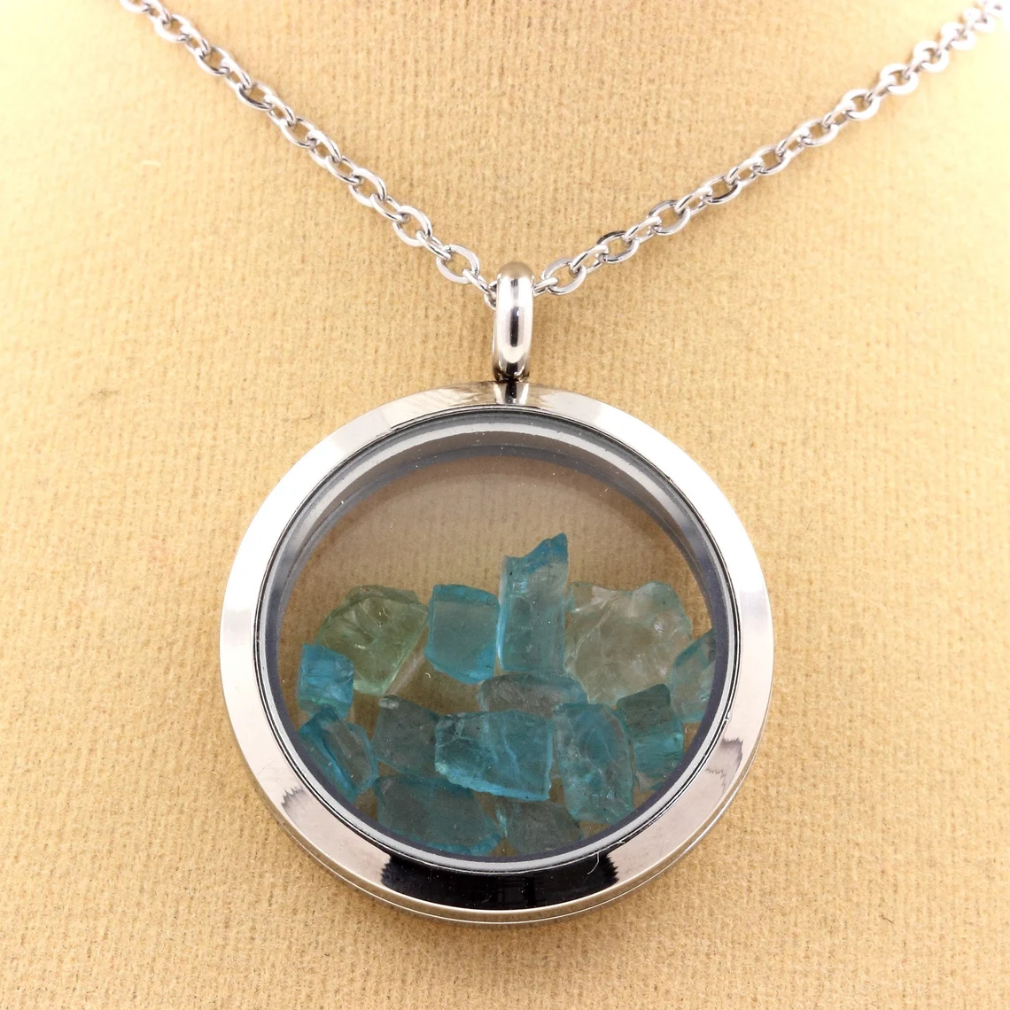 Collier Apatite Paraiba Modèle Médaillon