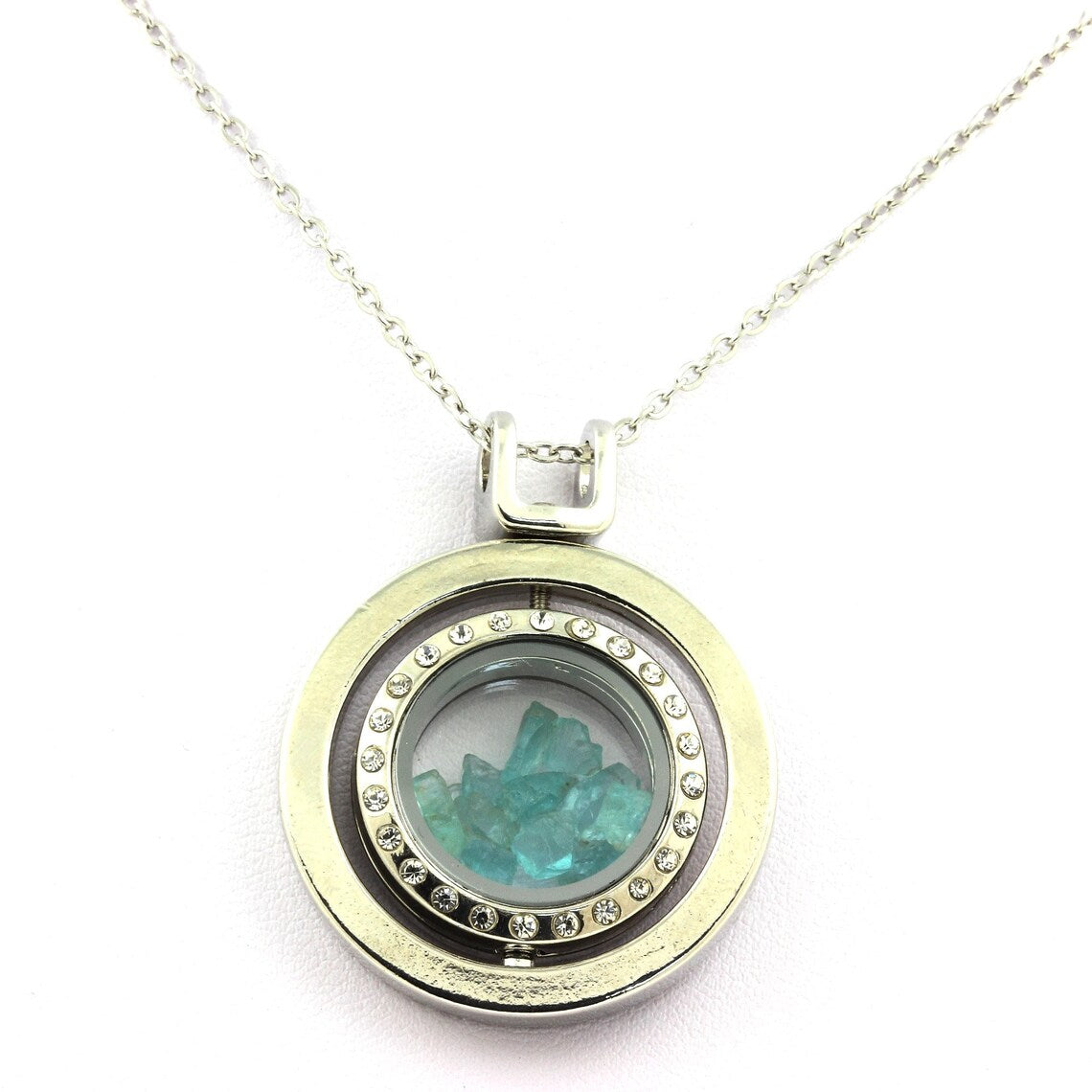 Collier Apatite bleu neon modèle Sablier Sphérique