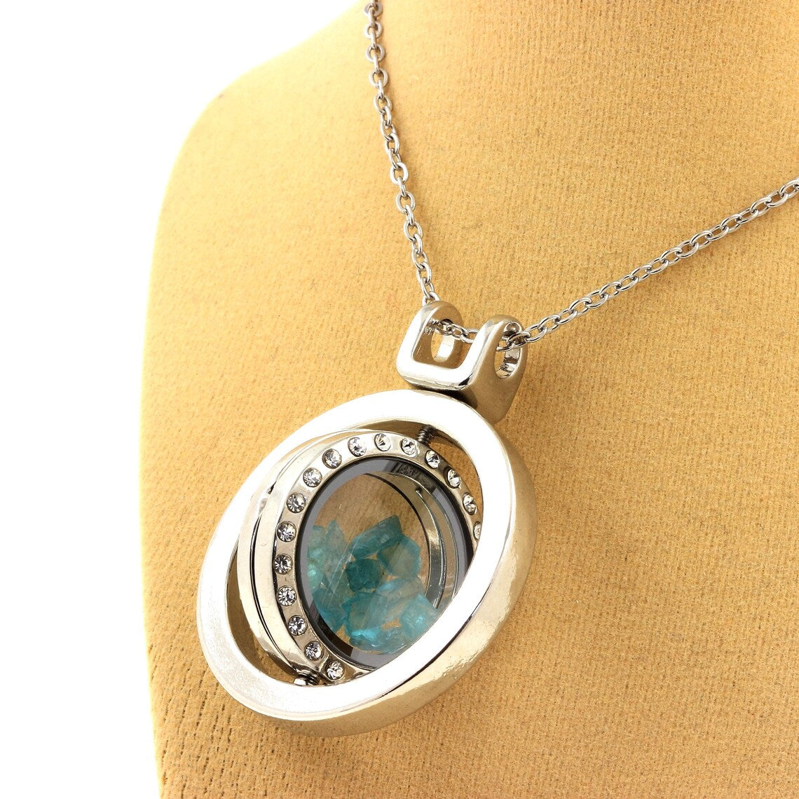 Collier Apatite bleu neon modèle Sablier Sphérique