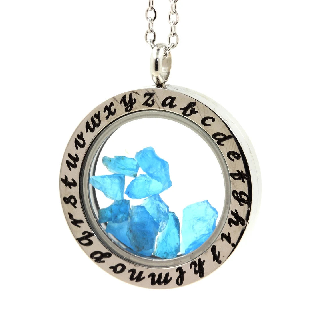 Collier Apatite bleu neon modèle Alphabet