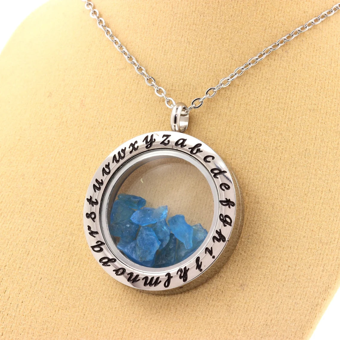 Collier Apatite bleu neon modèle Alphabet