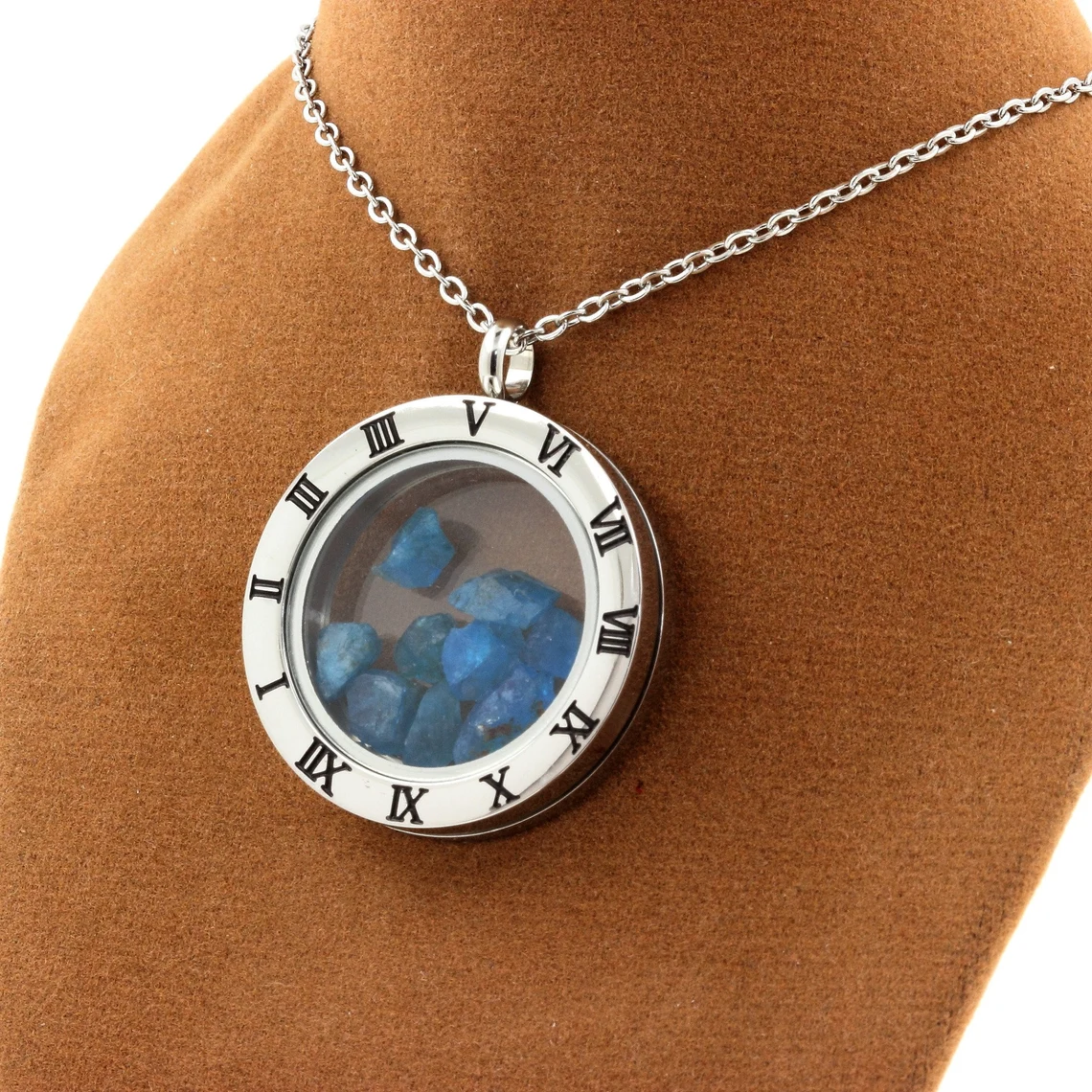 Collier Apatite bleu neon modèle Horloge
