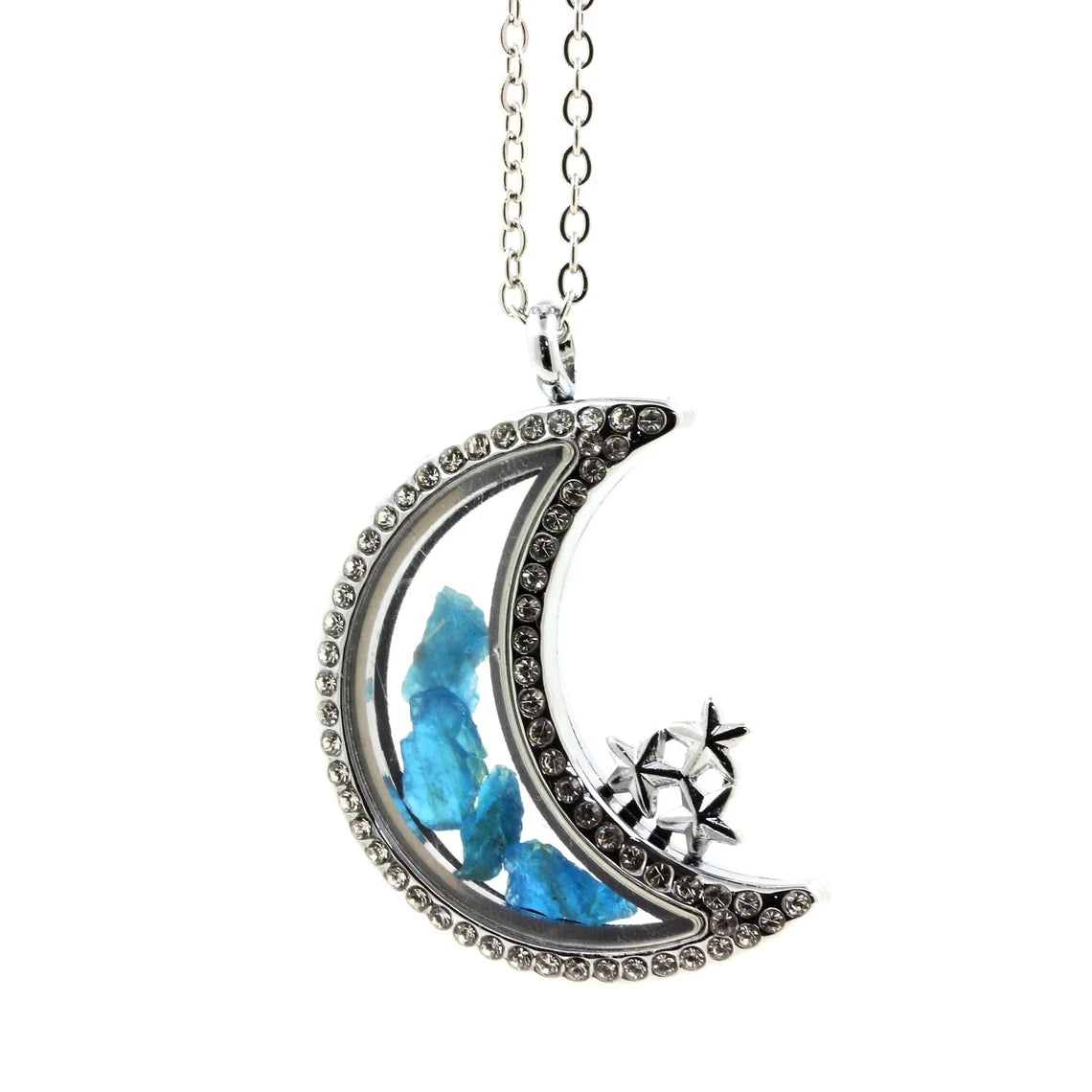 Collier Apatite bleu neon modèle Lune