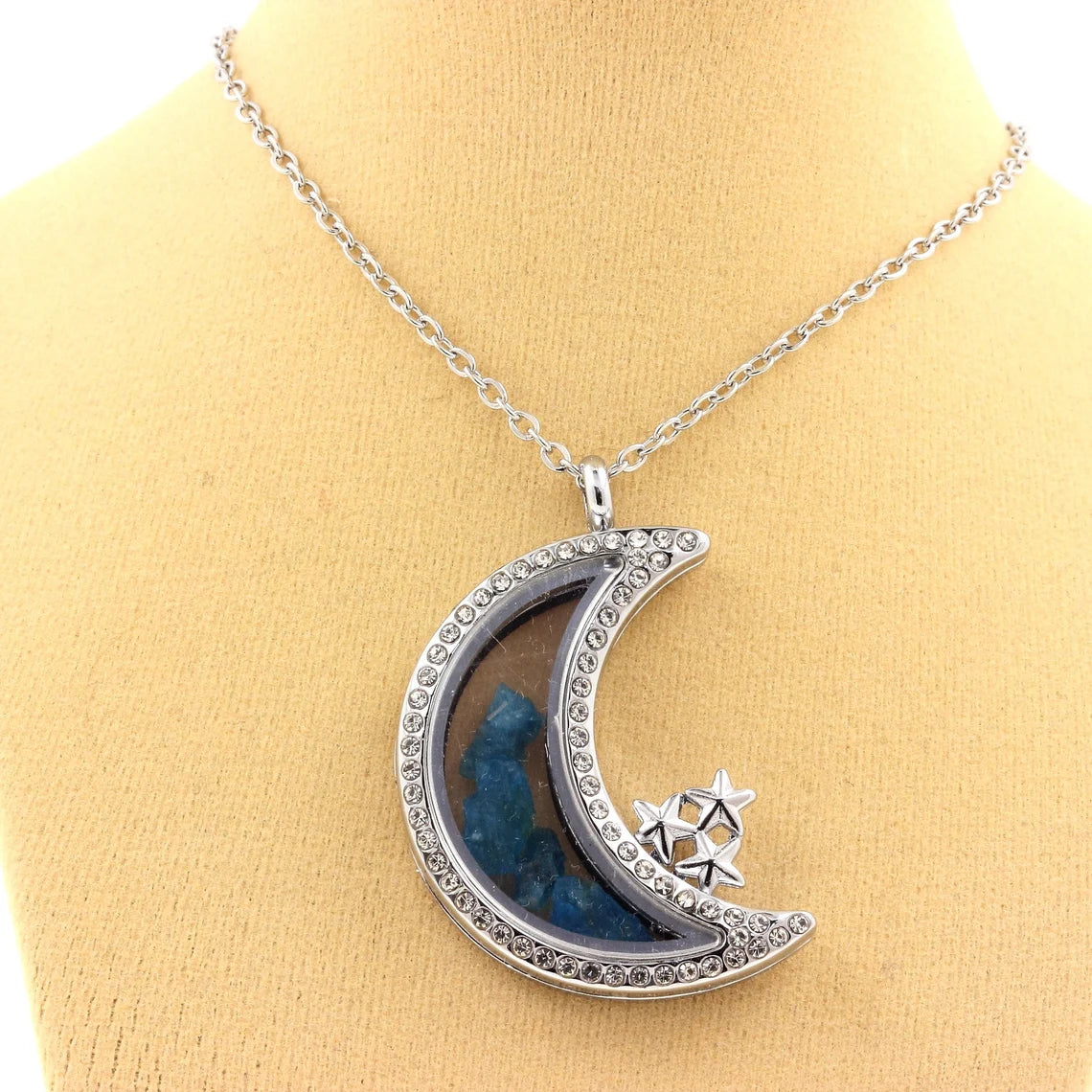 Collier Apatite bleu neon modèle Lune
