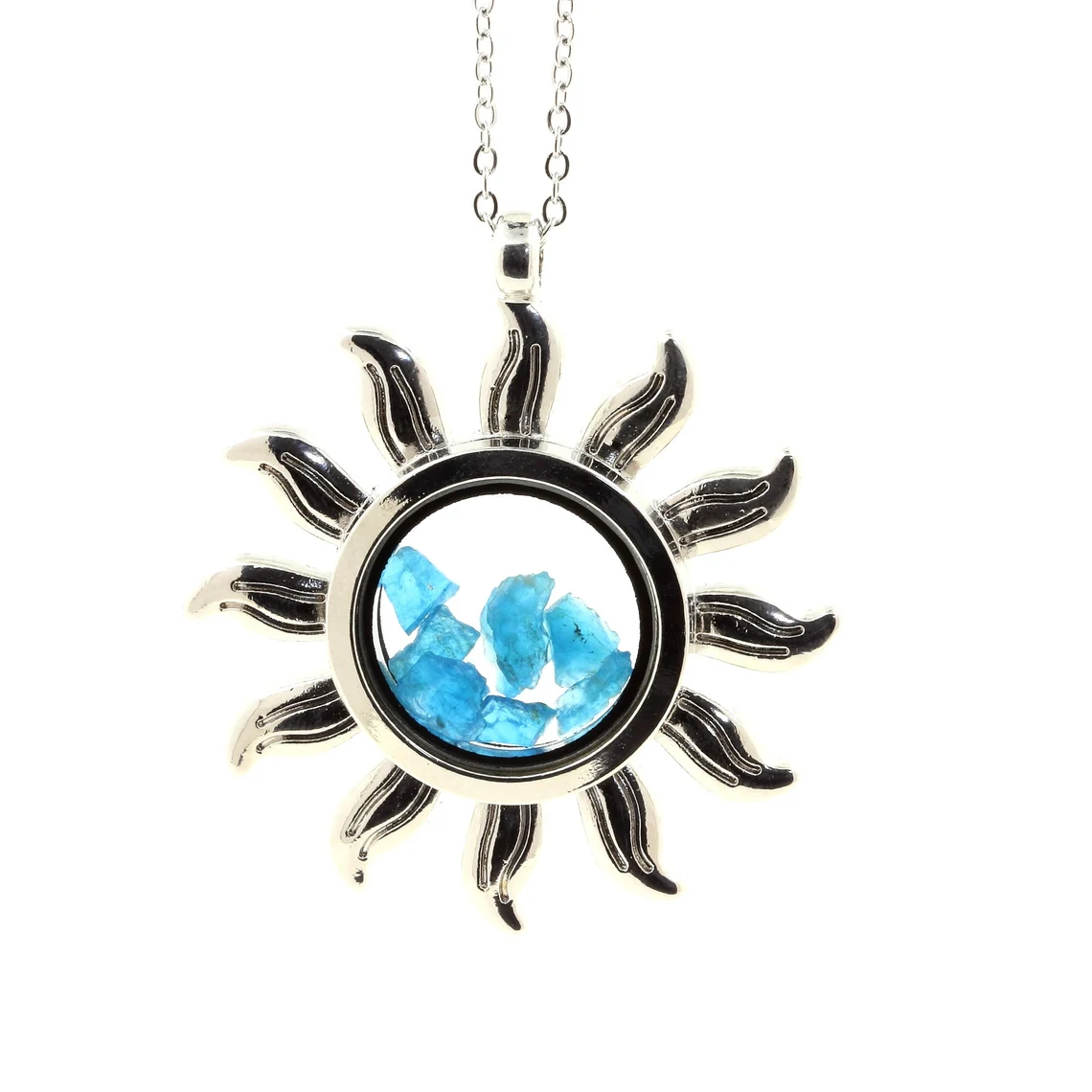 Collier Apatite bleu neon modèle Soleil