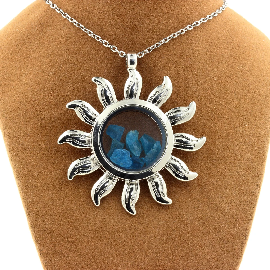 Collier Apatite bleu neon modèle Soleil