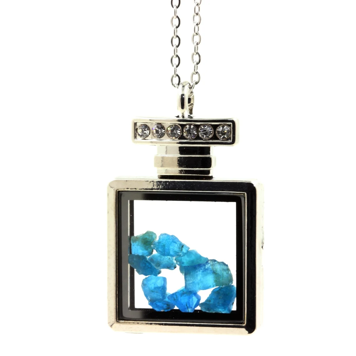 Collier Apatite bleu neon modèle flacon