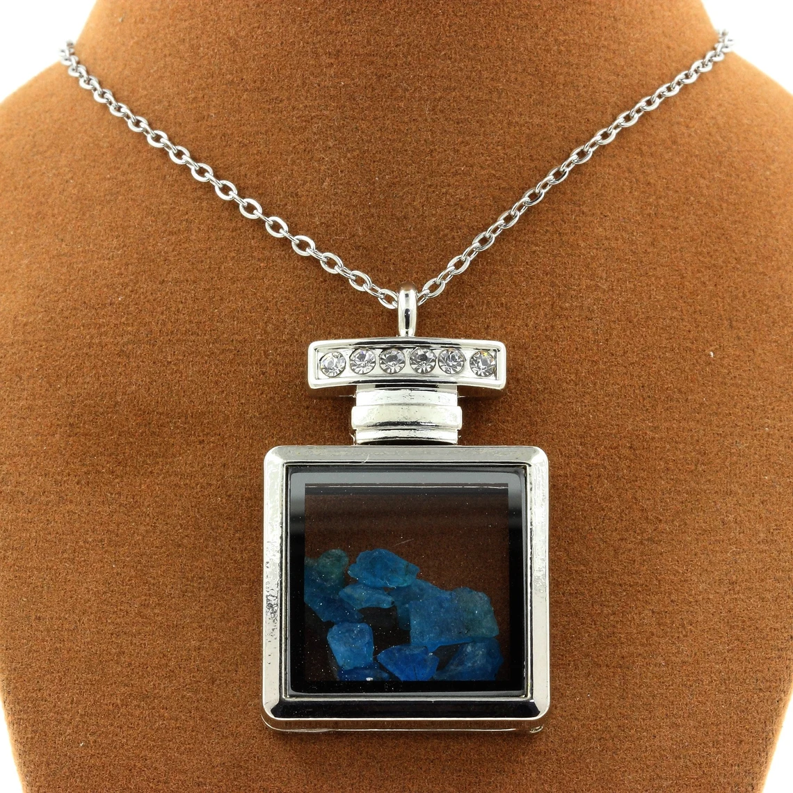 Collier Apatite bleu neon modèle flacon