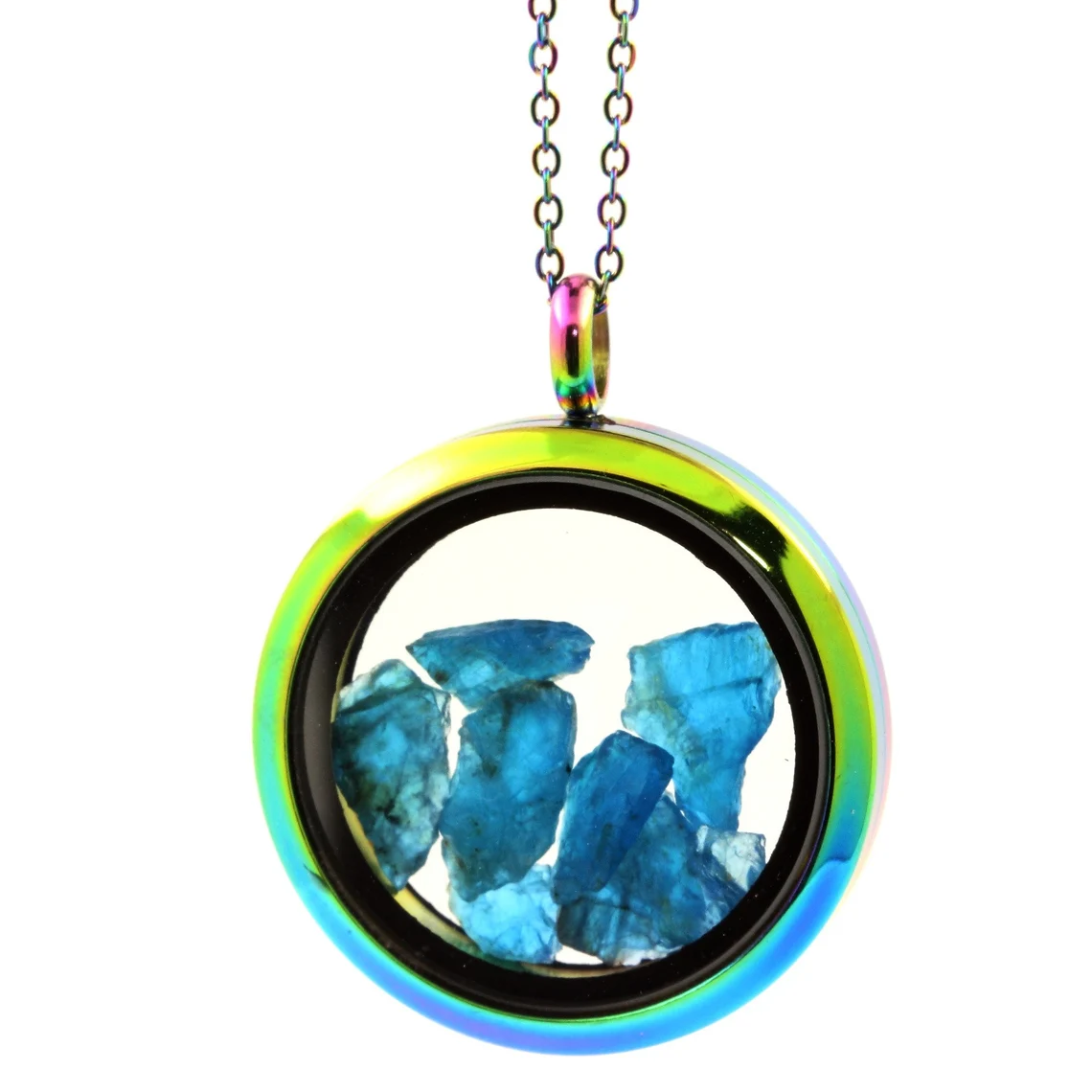 Collier Apatite bleu neon modèle multicolore