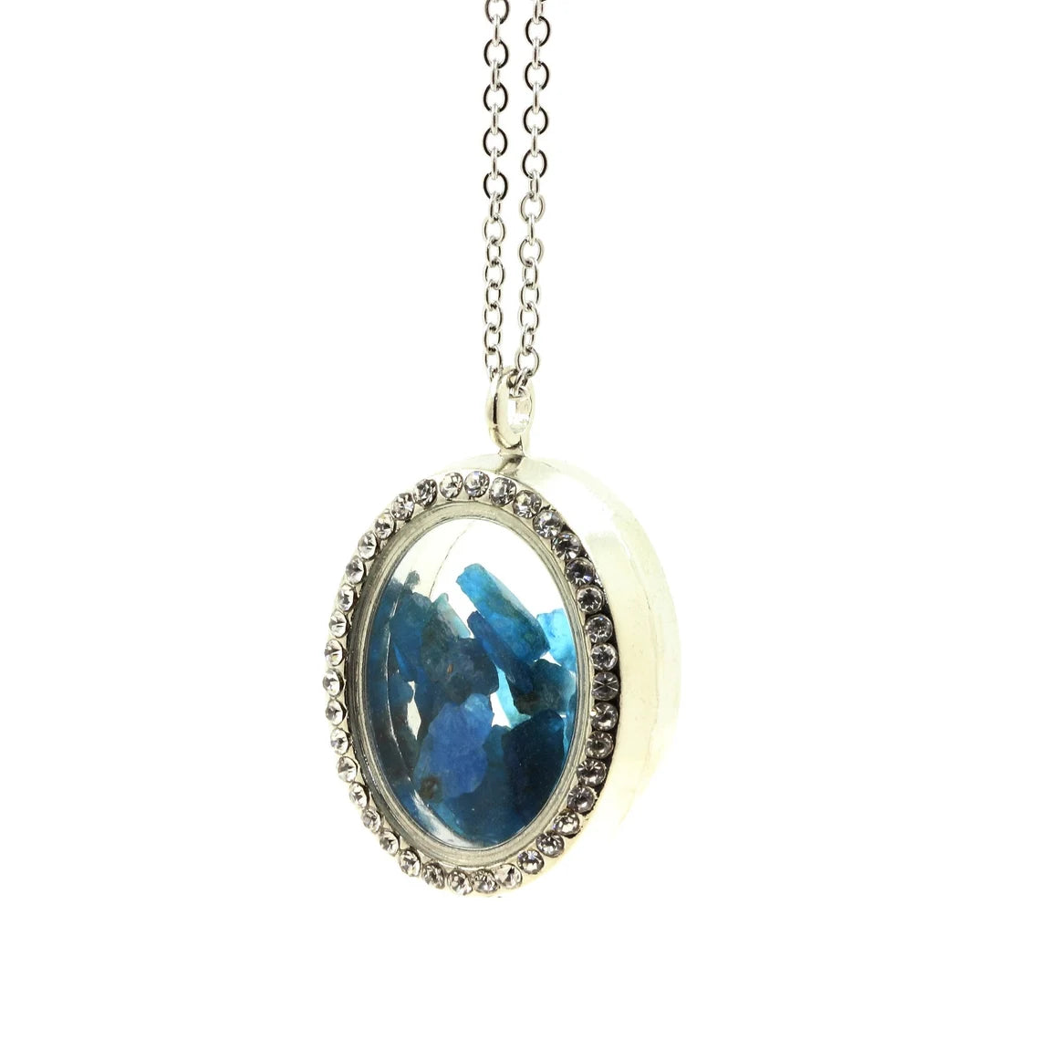 Collier Apatite bleu neon modèle ovale