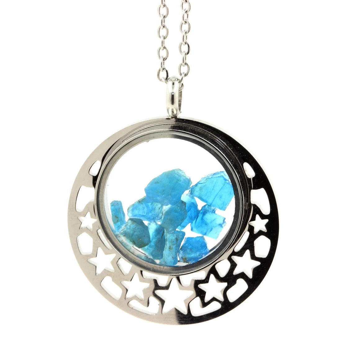 Collier Apatite bleu neon modèle quart de Lune