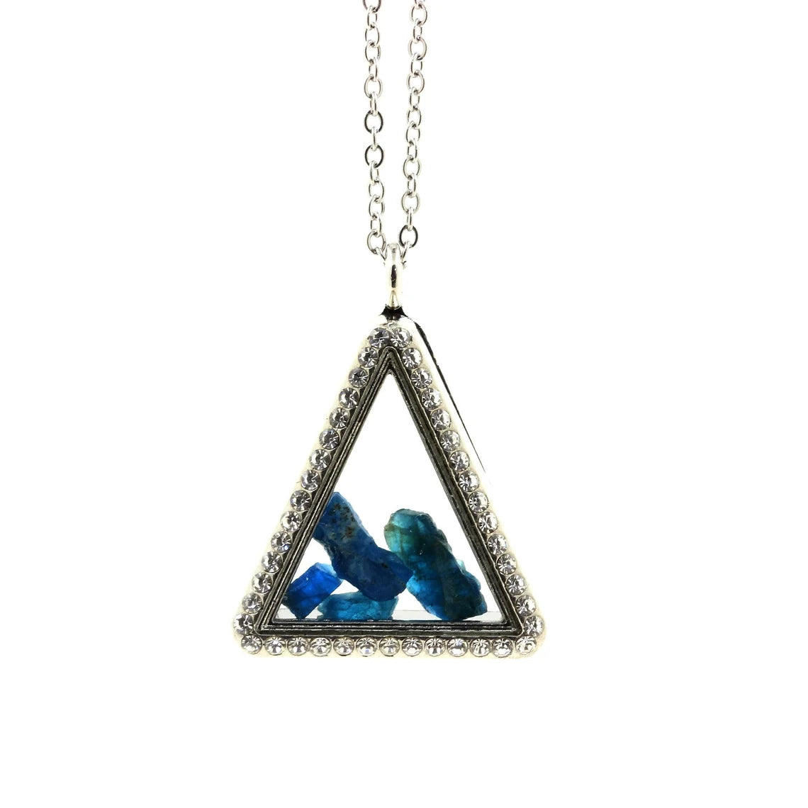 Collier Apatite bleu neon brut modèle triangle