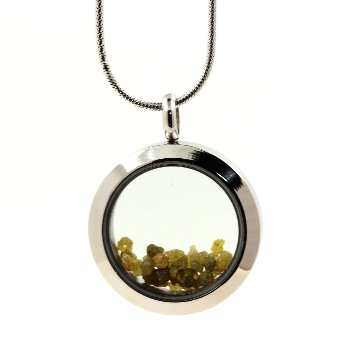 Collier Diamant vert jaune Modèle Médaillon