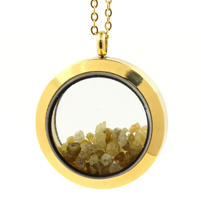 Collier Diamant vert jaune Modèle Médaillon