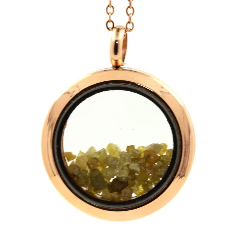 Collier Diamant vert jaune Modèle Médaillon