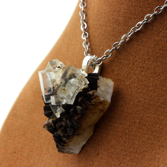 Collier Fluorite + Quartz brut