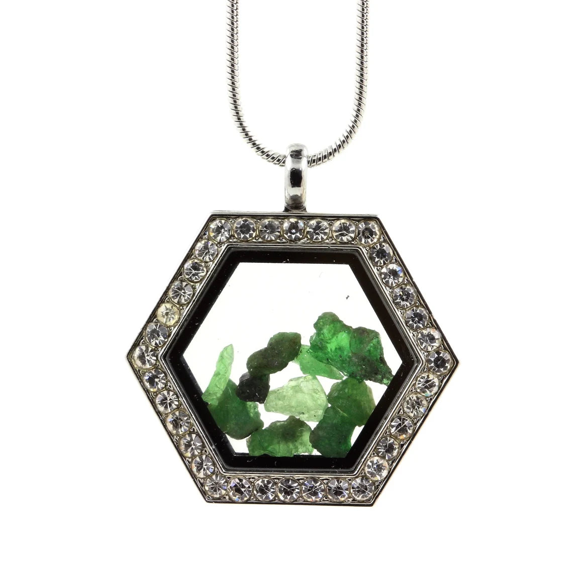 Collier Grenat Tsavorite brut modèle Hexagone