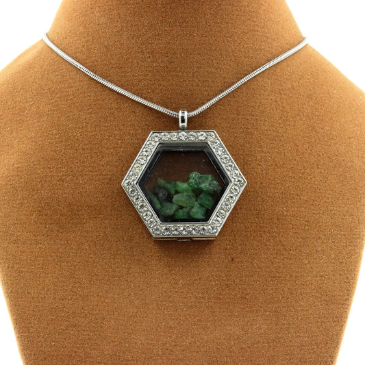 Collier Grenat Tsavorite brut modèle Hexagone