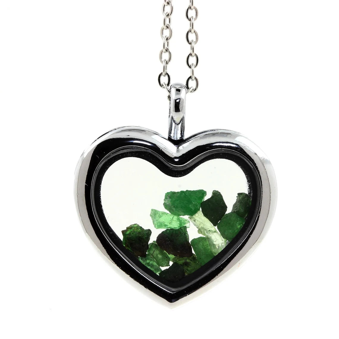 Collier Grenat Tsavorite brut modèle coeur