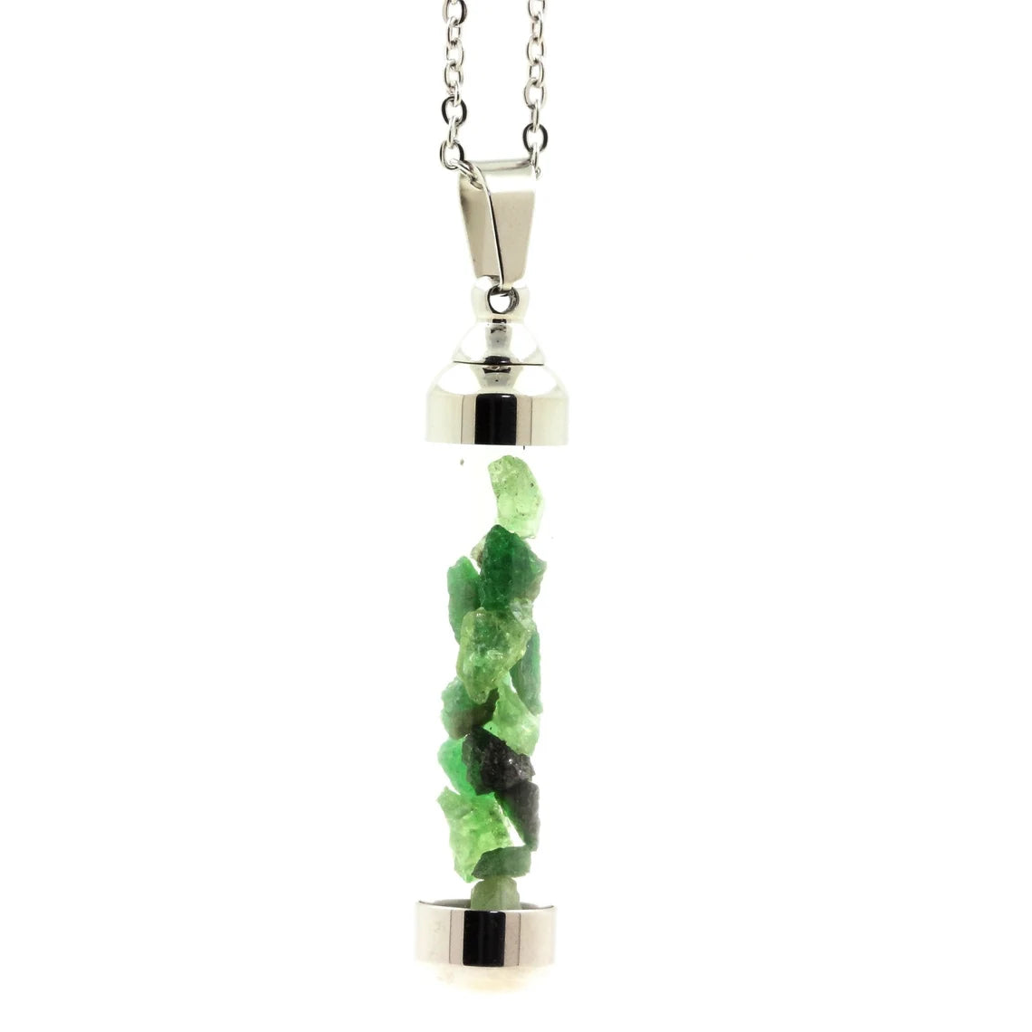 Collier Grenat Tsavorite brut modèle tube 50 mm