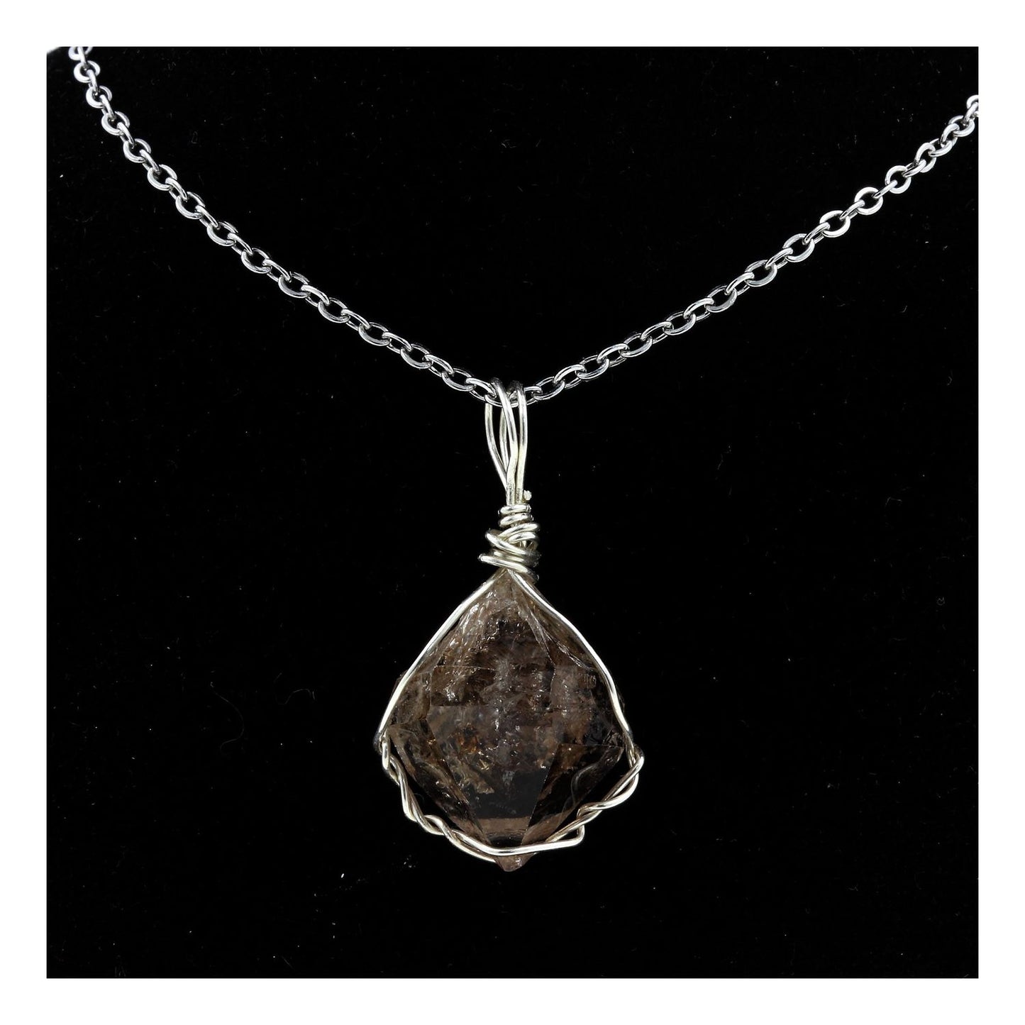 Collier Quartz Diamant à inclusions de pétrole