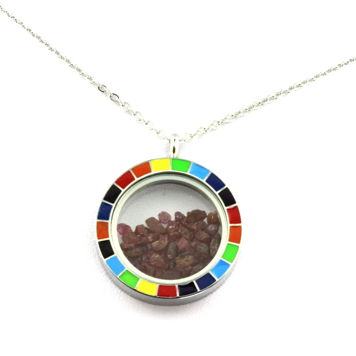Collier Saphir brut modèle Arc-en-ciel
