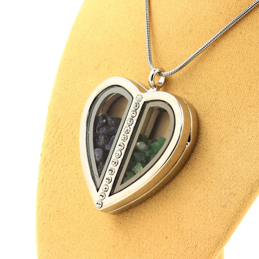 Collier Saphir + Grenat Tsavorite naturels modèle coeur