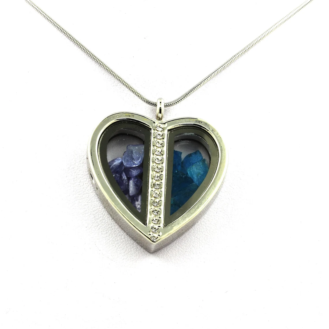 Collier Tanzanite + Apatite bleu neon naturels modèle coeur