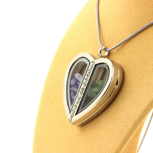 Collier Tanzanite + Grenat Tsavorite naturels modèle coeur