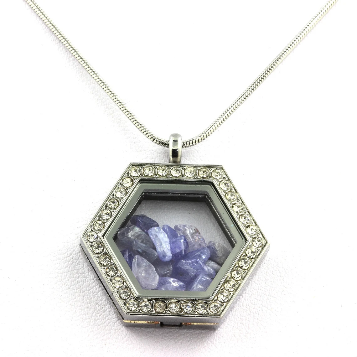 Collier Tanzanite brut modèle Hexagone