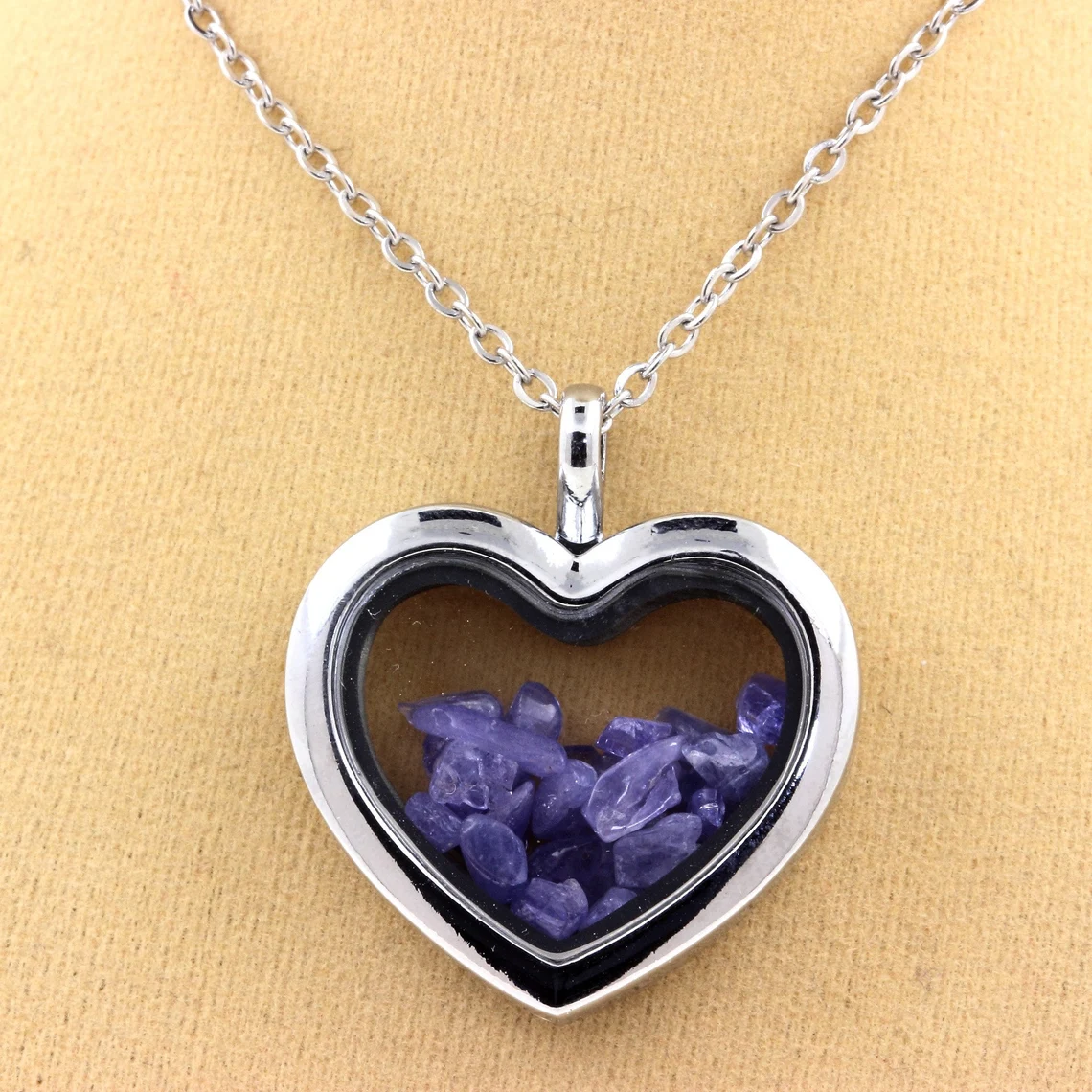 Collier Tanzanite brut modèle coeur