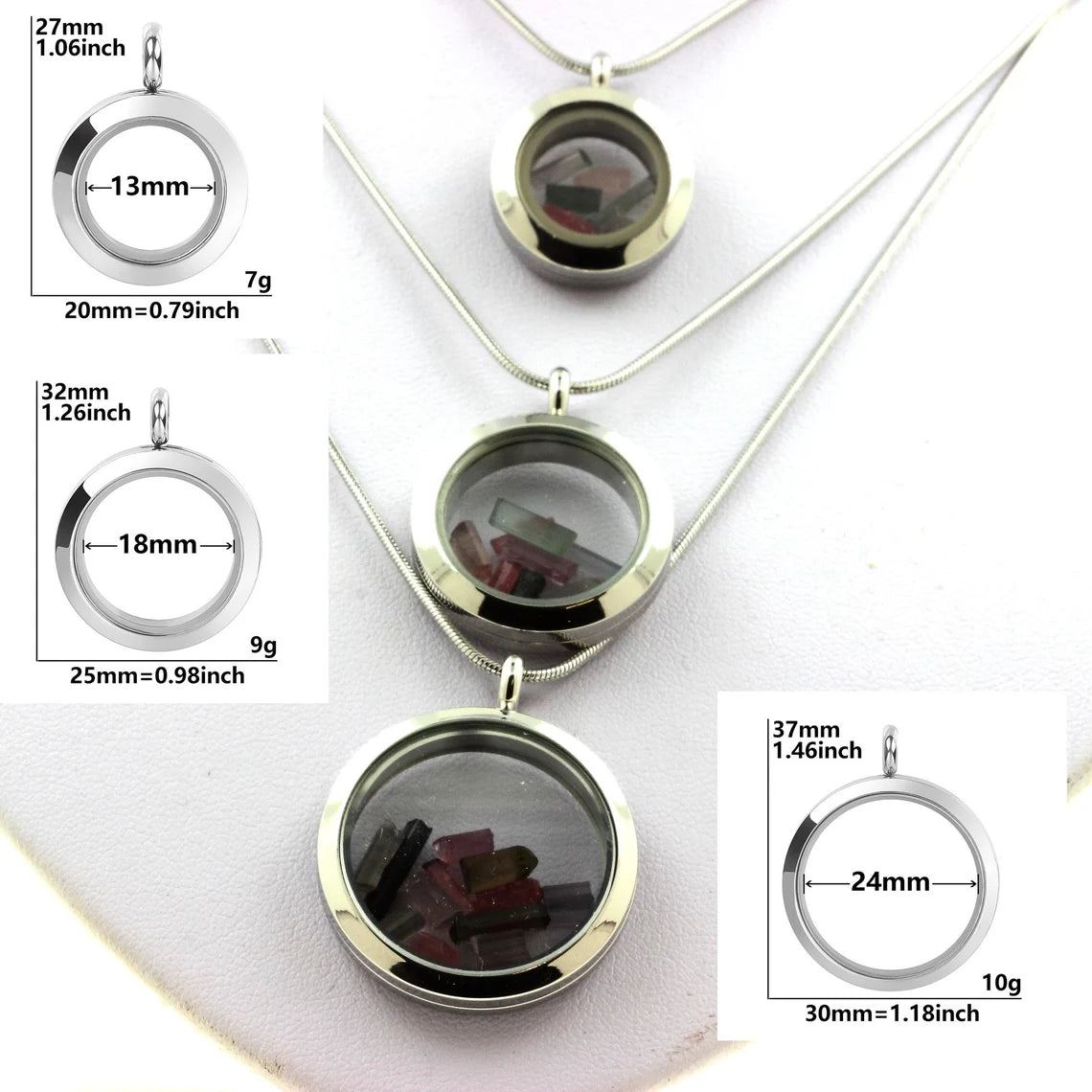 Collier Tourmaline multicolore modèle Médaillon