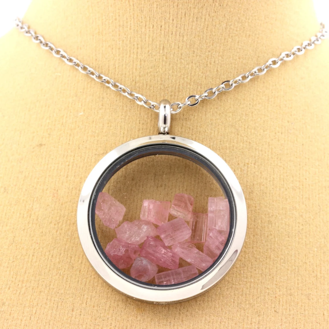 Collier Tourmaline rose Modèle Médaillon