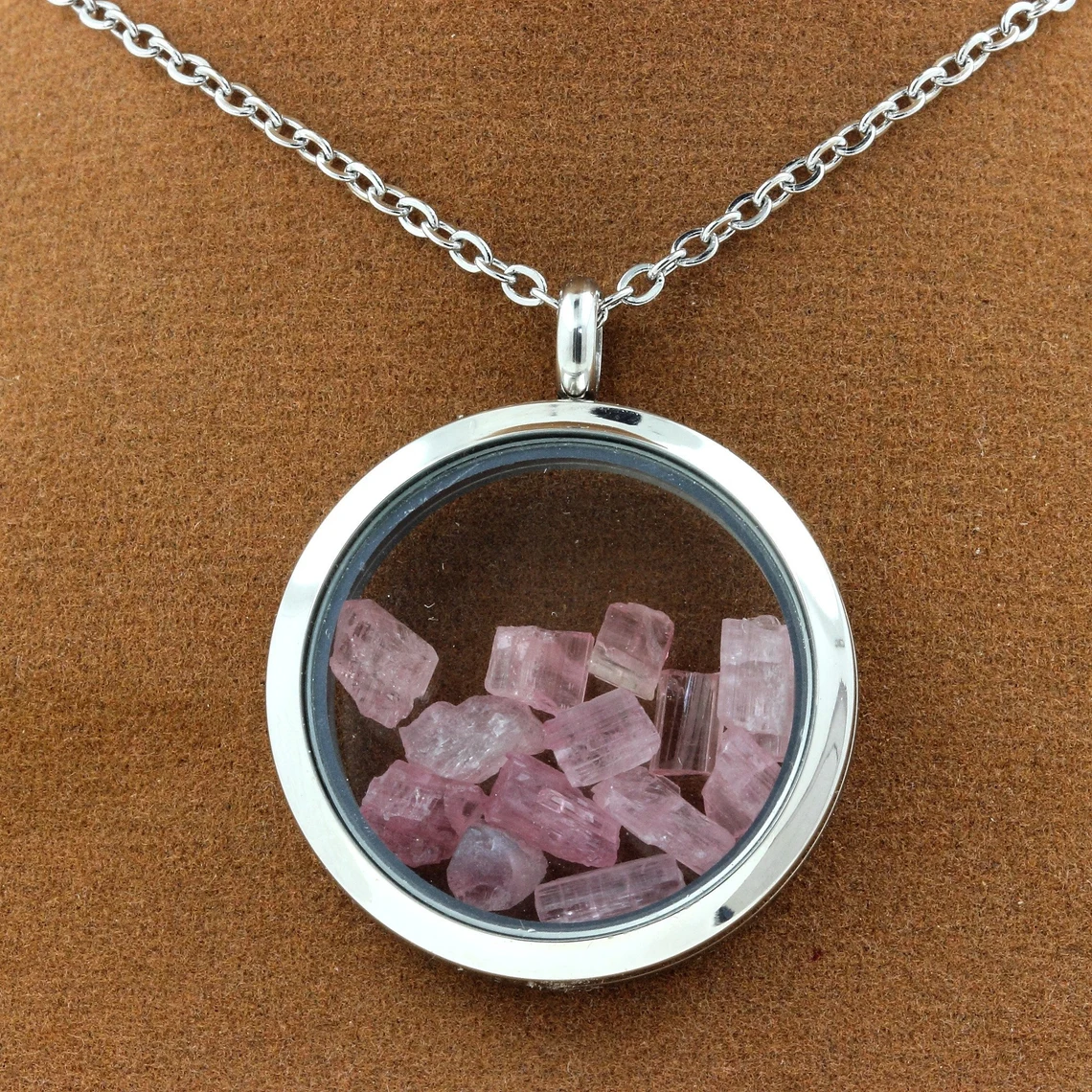 Collier Tourmaline rose Modèle Médaillon