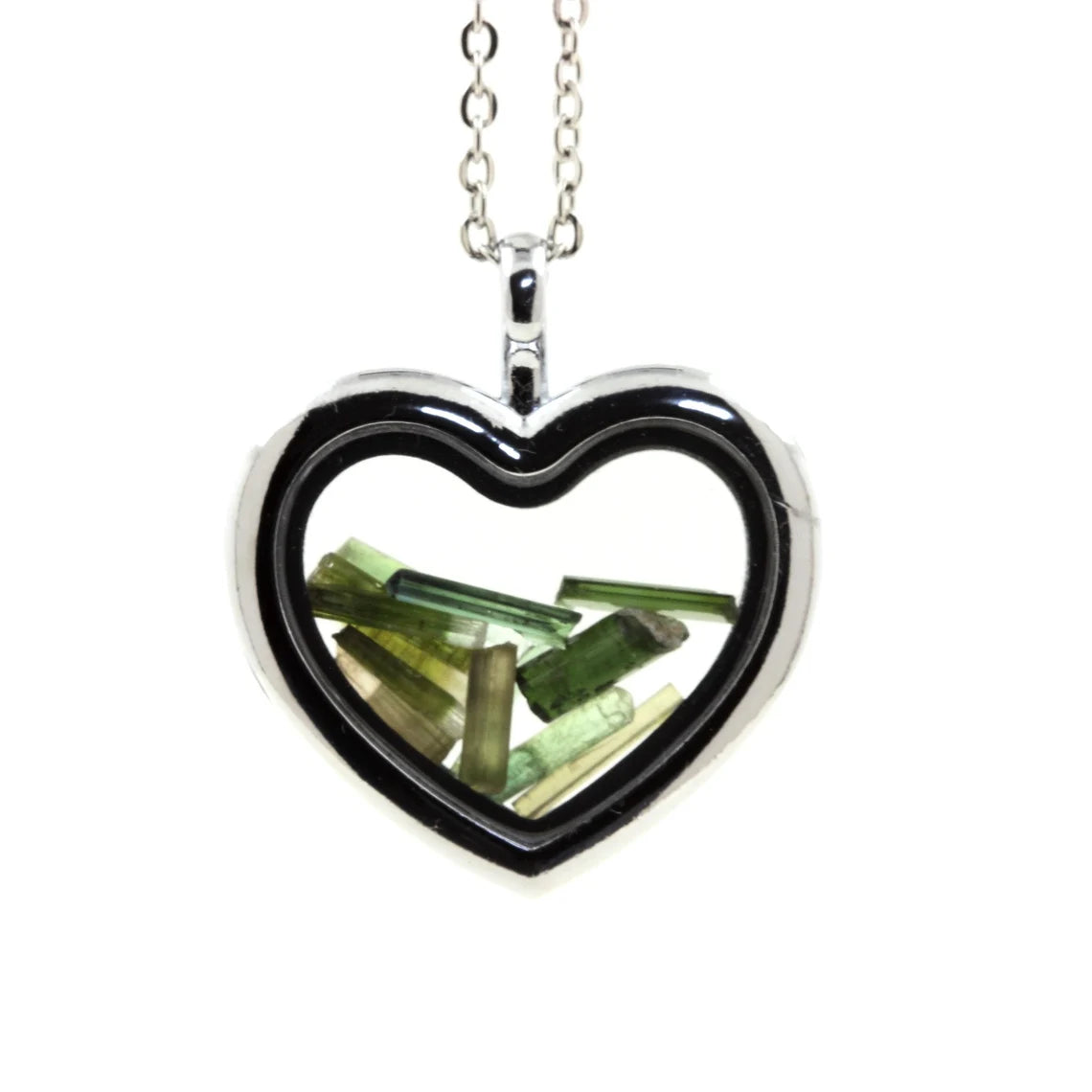 Collier Tourmaline verte brut modèle coeur