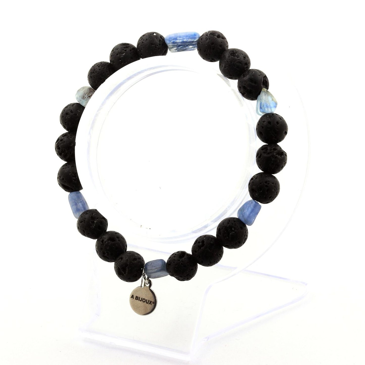 Cyanite bleu du Brésil + Perles Lave. Bracelet Perles naturelles