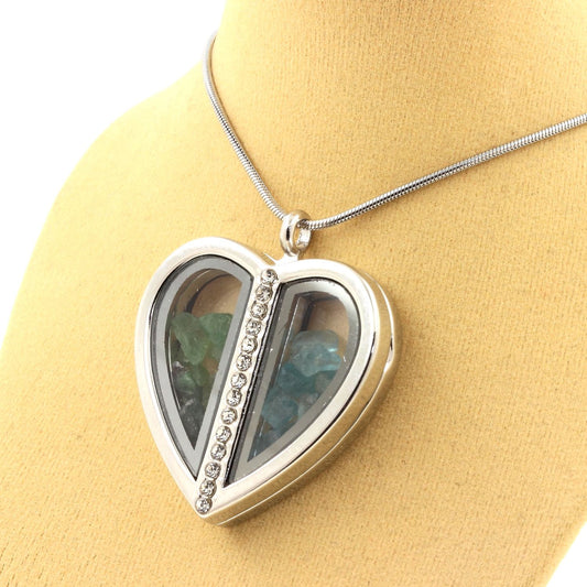 Collier Grenat Tsavorite + Apatite Paraiba naturels modèle coeur