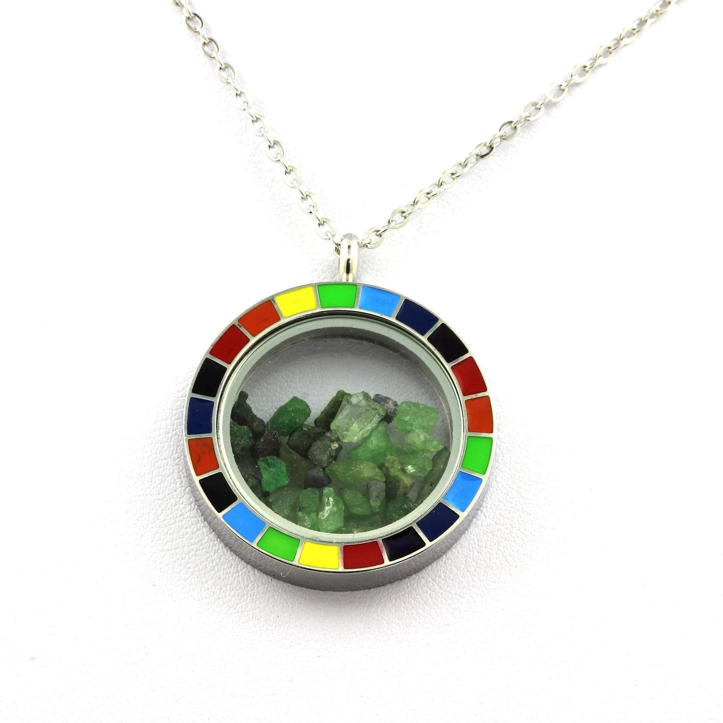 Collier Grenat Tsavorite naturels modèle Arc-en-ciel