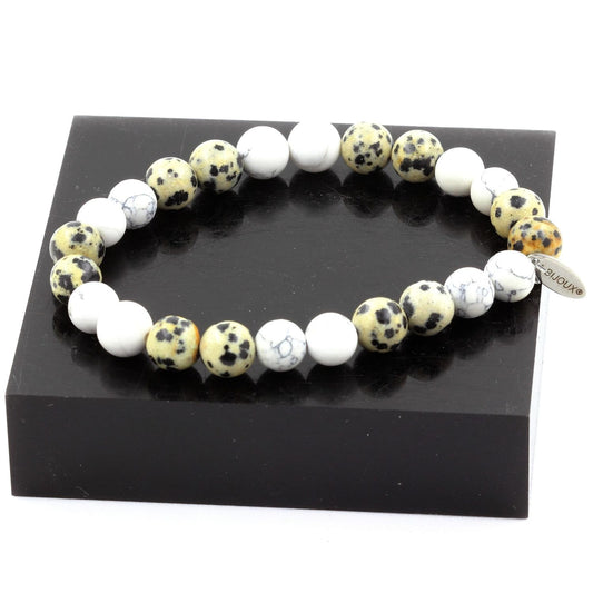 Howlite + Jaspe Dalmatien Bracelet Perles