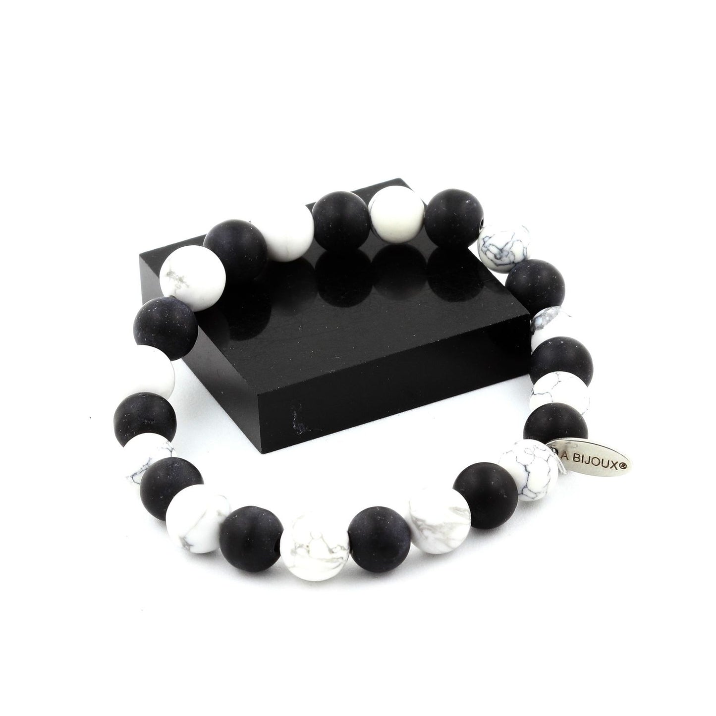 Howlite + Onyx noir mat Bracelet Perles