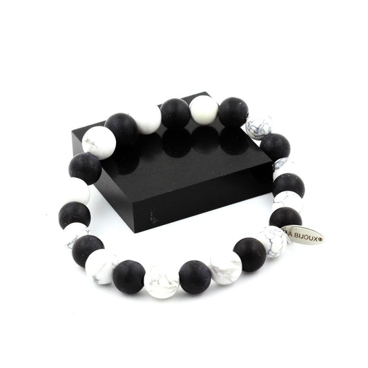 Howlite + Onyx noir mat Bracelet Perles