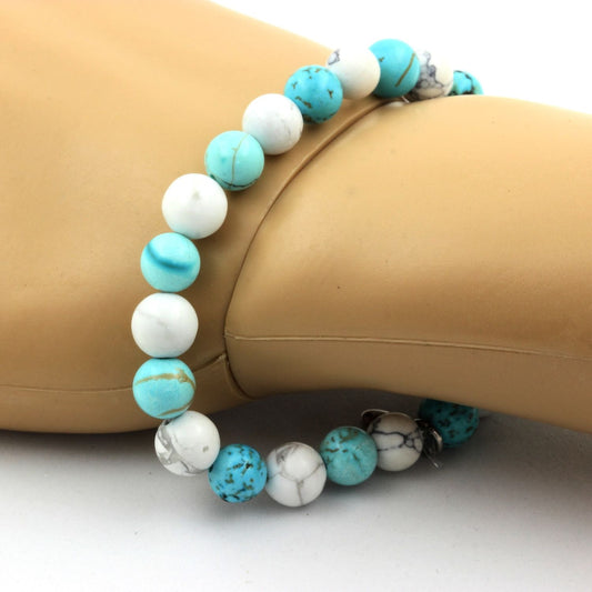 Howlite + Turquoise Bracelet Perles