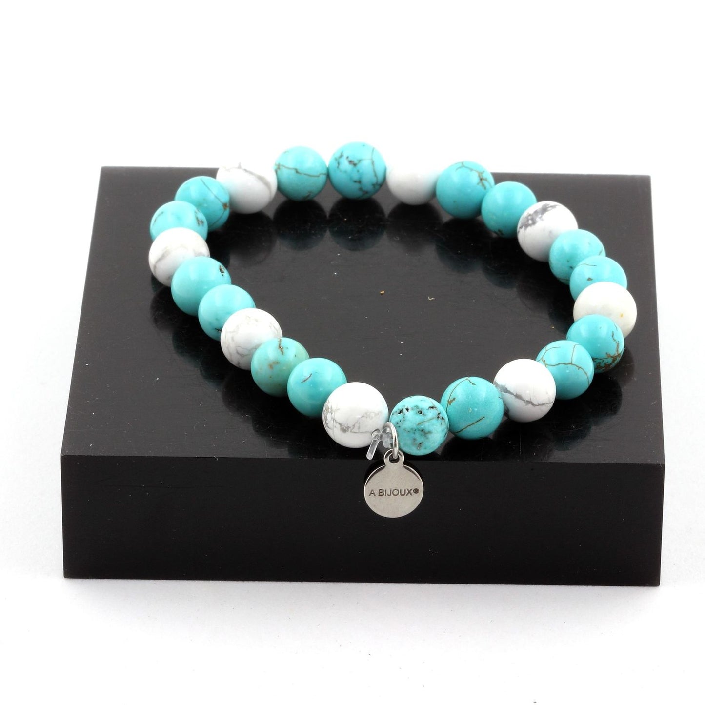 Howlite + Turquoise. Bracelet Perles naturelles