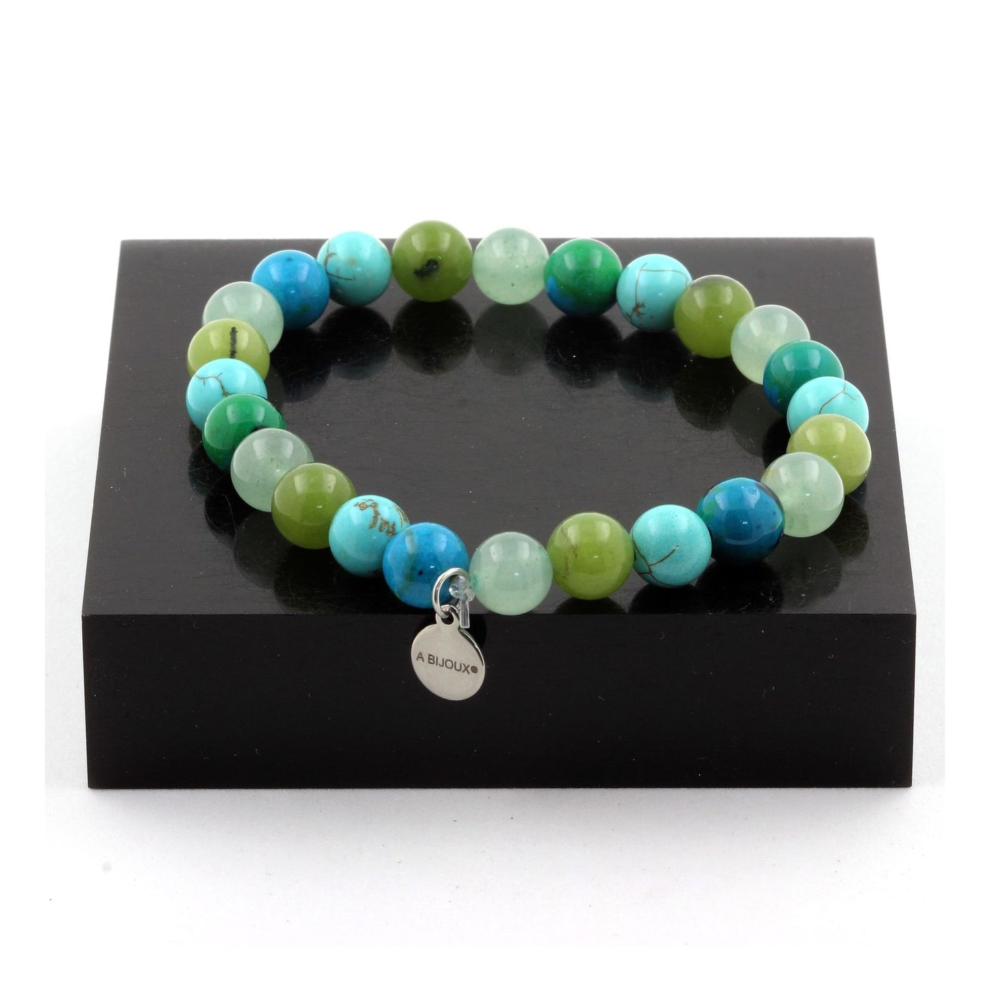 Jade + Aventurine + Chrysocolle + Turquoise. Bracelet en Perles naturelles
