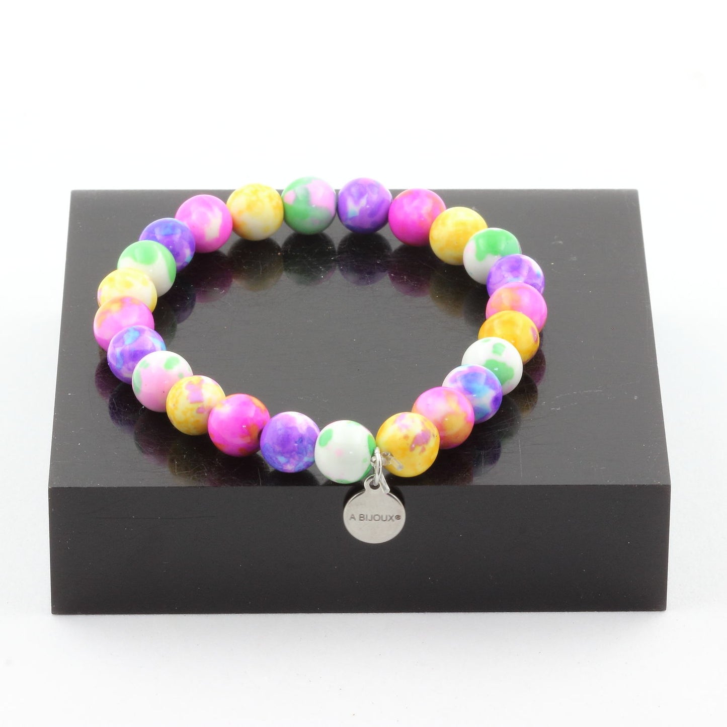 Jaspe jaune violet + Jaspe vert rose + Jaspe violet bleu + Jaspe rose jaune. Bracelet Perles naturelles