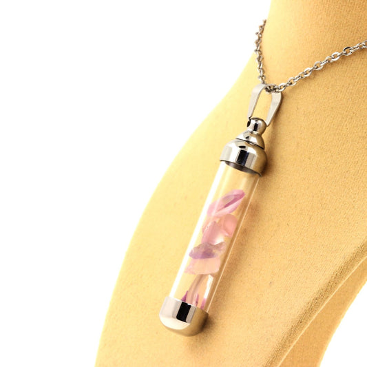 Collier Kunzite brut modèle tube 50 mm