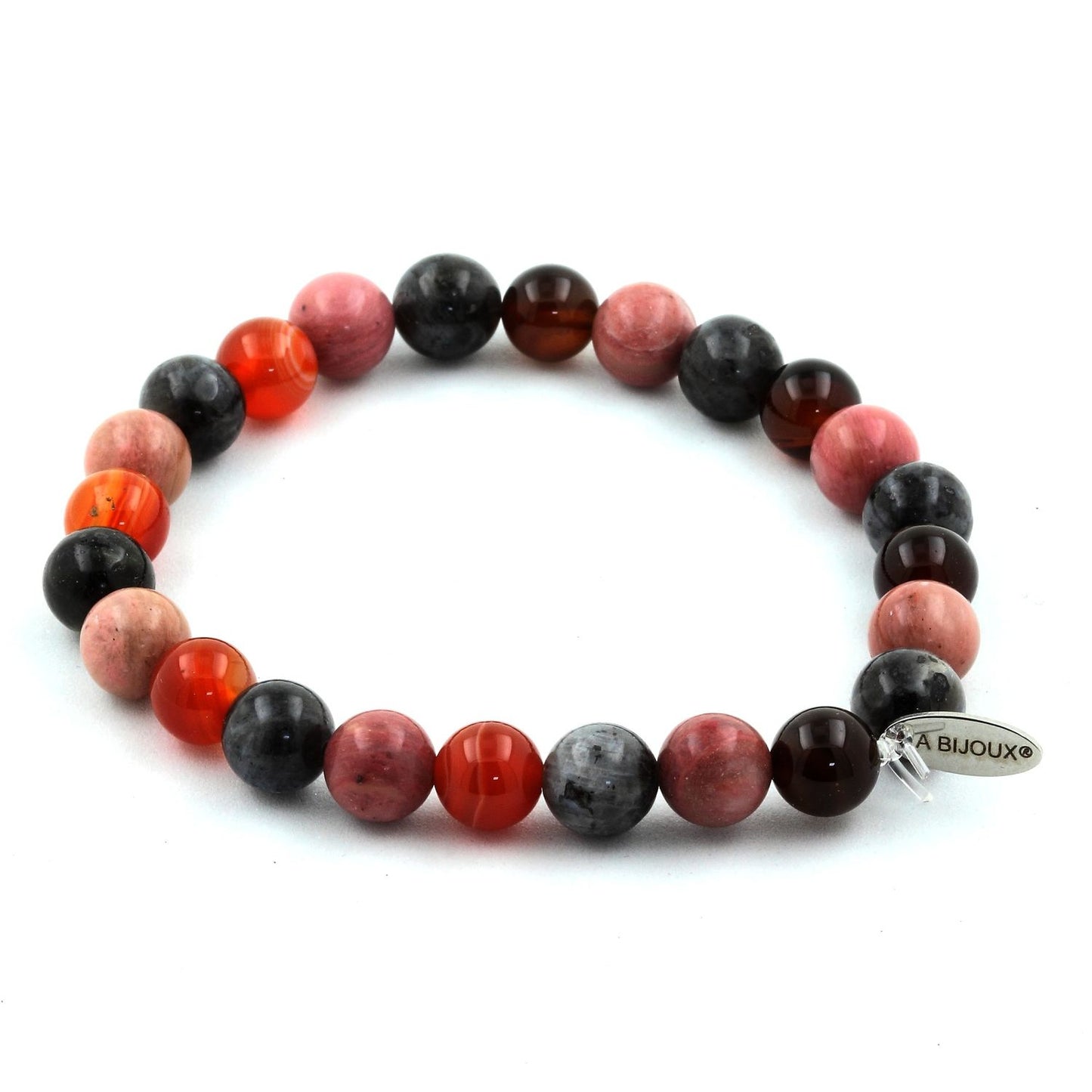 Labradorite + Agate rubanée + Rhodonite Bracelet Perles
