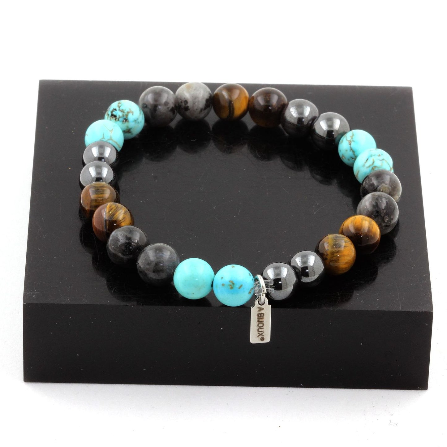 Labradorite + Oeil de Tigre + Turquoise + Hématite Bracelet Perles