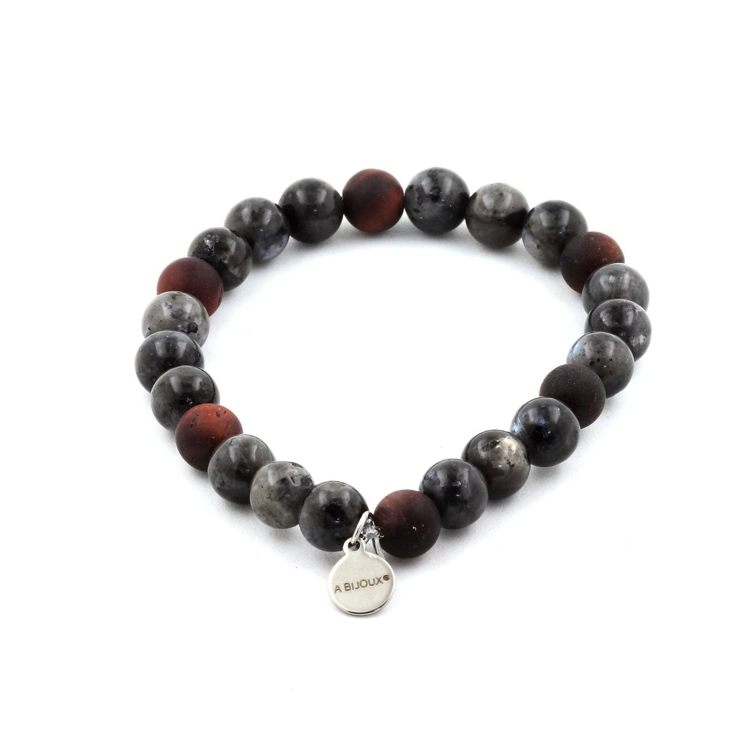 Labradorite + Oeil de Tigre rouge mat. Bracelet Perles naturelles