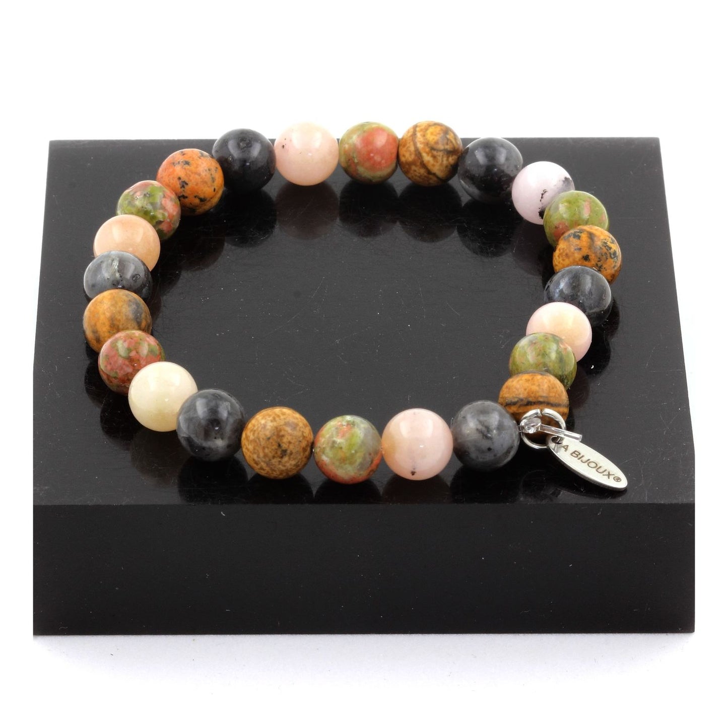 Labradorite + Opale Rose + Jaspe Paysage + Unakite Bracelet Perles